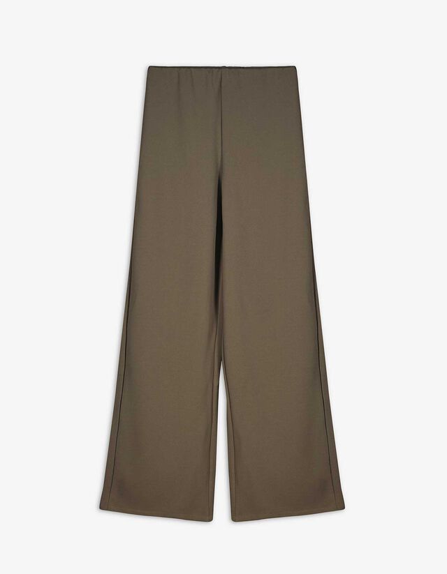 Pantaloni a palazzo - Vita elasticizzata - verde scuro