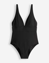 Badeanzug - Strukturiertes Material - schwarz