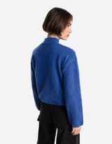 Pletený sveter - Obsah vlny - tmavomodra