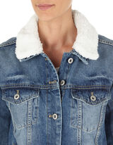 Damen Jeansjacke mit Teddyfell