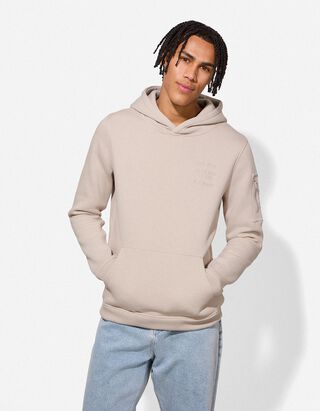 Sweatshirt - Stickerei - beige