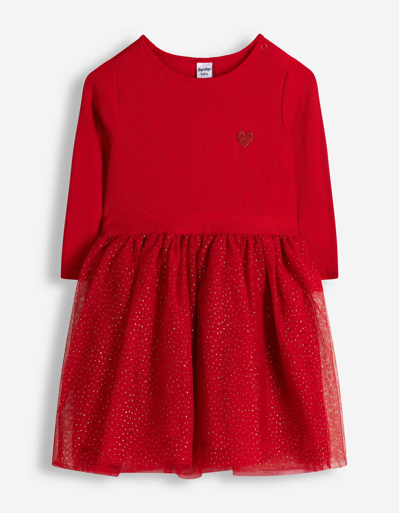Kleid - Material-Mix - Rot