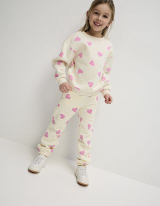 Jogginghose - Allover-Muster - beige