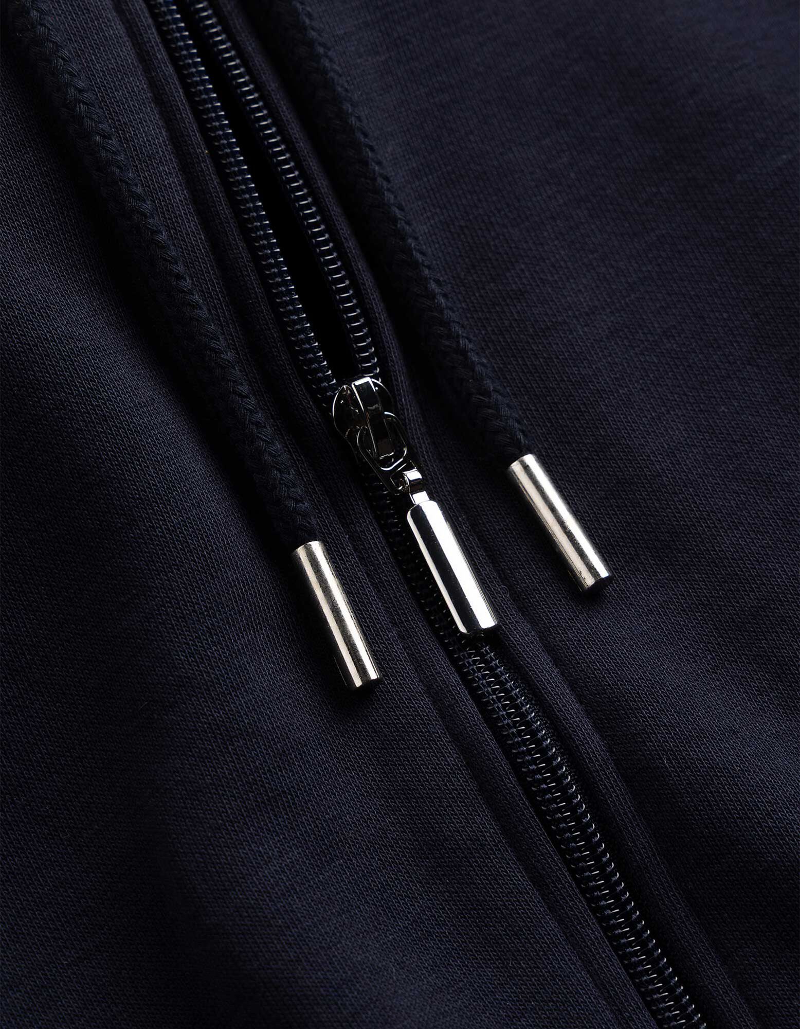 Sweatjacke - Gerippte Abschl&uuml;sse - Dunkelblau