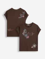 T-Shirt - Stickerei - Dunkelbraun
