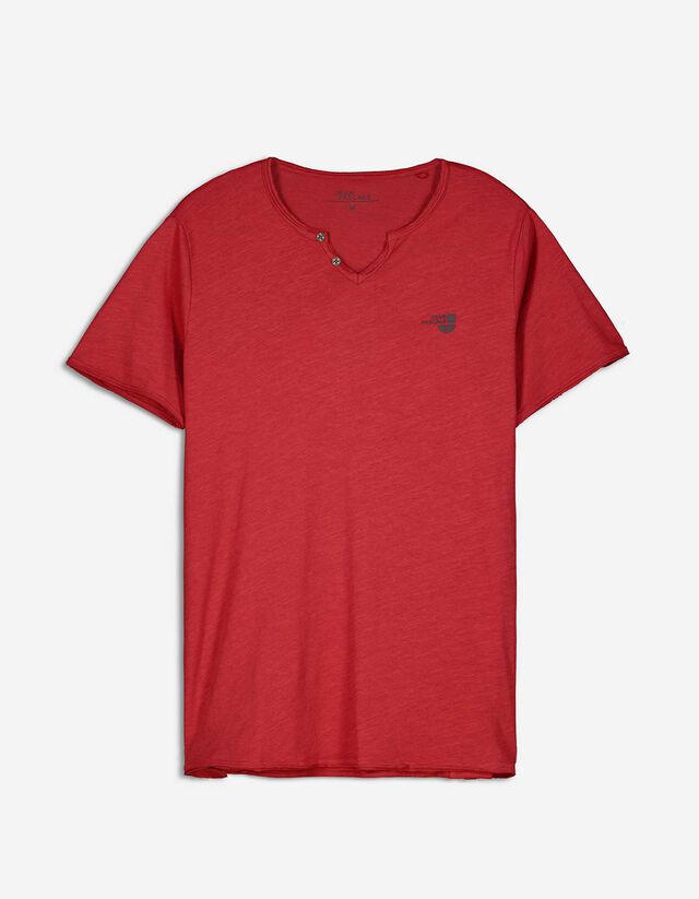 T-shirt - dekolt serafino - ciemny czerwony