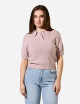 Strickpullover - Polokragen - Rosa