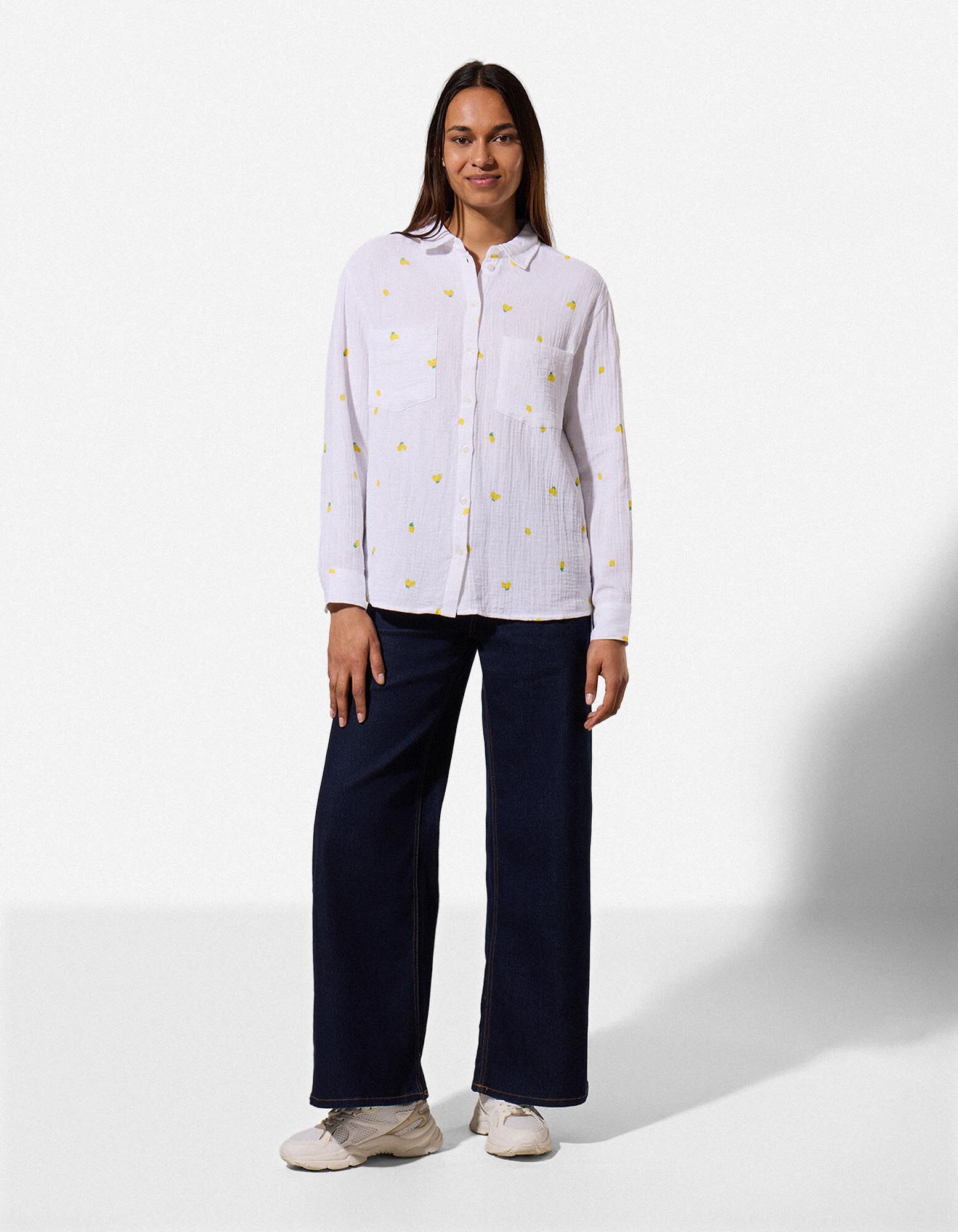Bluse - Musselin - Wei&szlig;