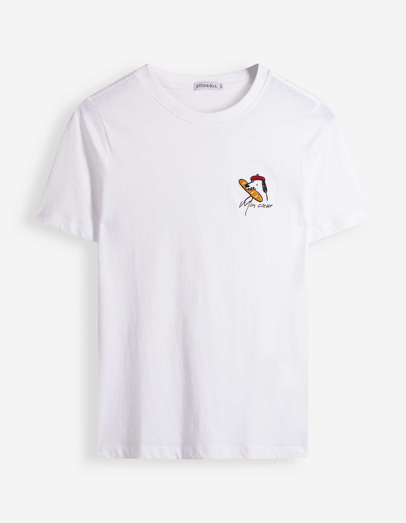T-Shirt - Stickerei - Wei&szlig;