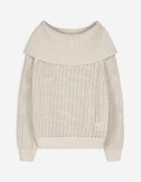 Maglione - Bordatura a costine - bianco