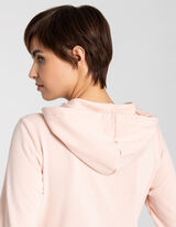 rozpinana bluza - kaptur z troczkiem - rozowy