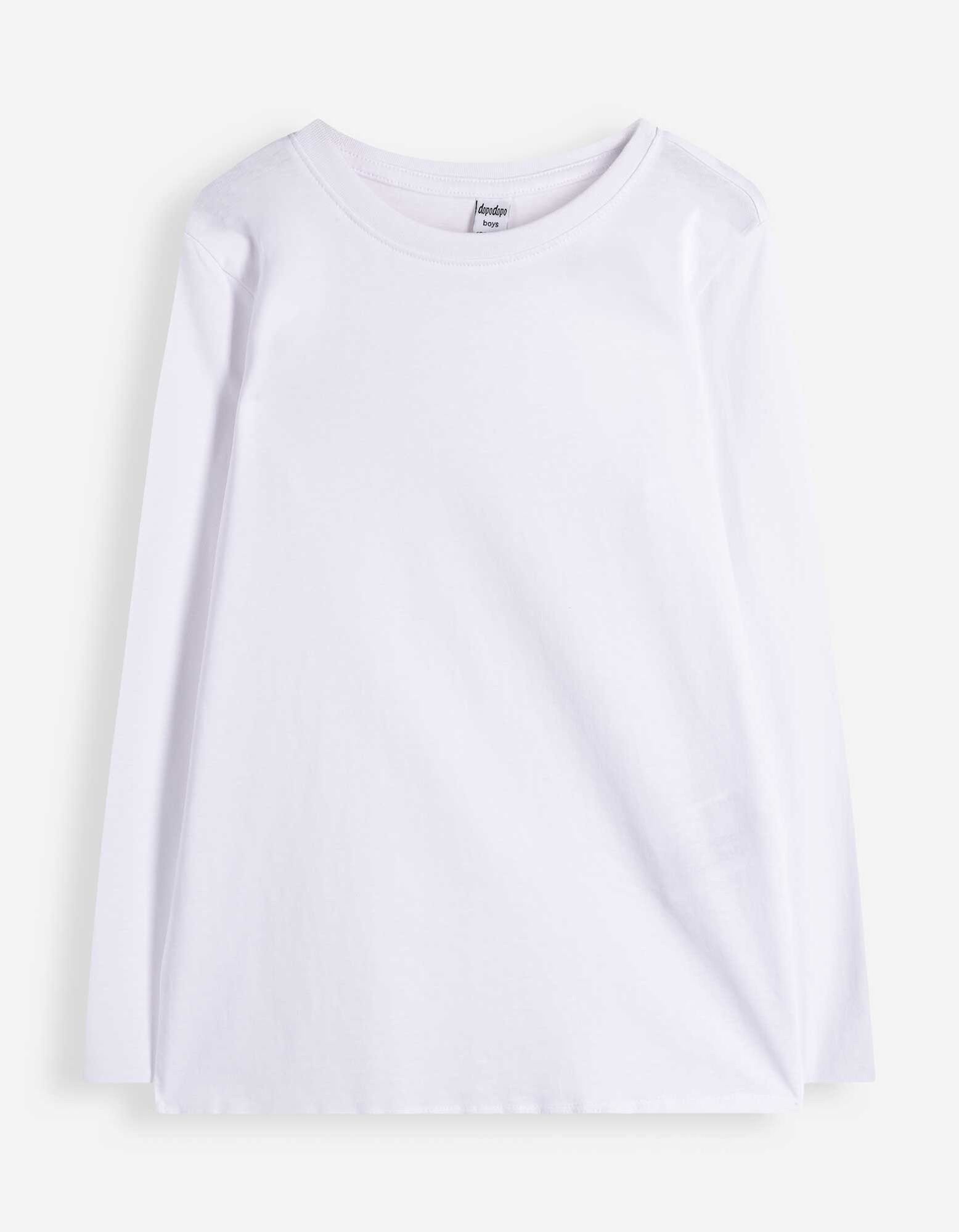 Langarmshirt - Baumwolle - Wei&szlig;