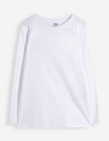 Langarmshirt - Baumwolle - Wei&szlig;