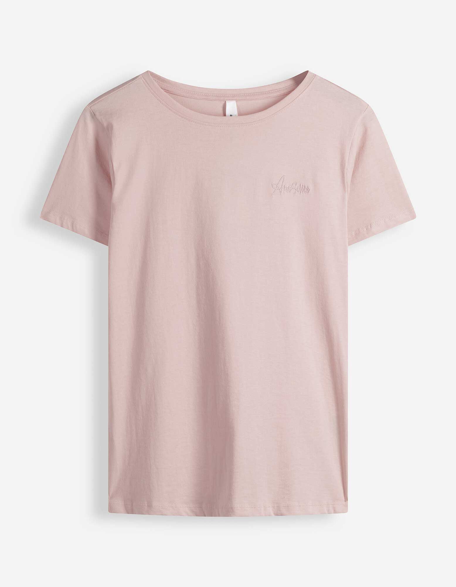 T-shirt - Borduursels - Lichtroze
