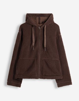 Sweatjacke - Teddyfell - Braun