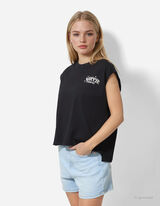 Top - Überschnittene Schultern - schwarz