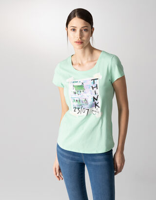 T-shirt - Message imprim&eacute; - Vert clair