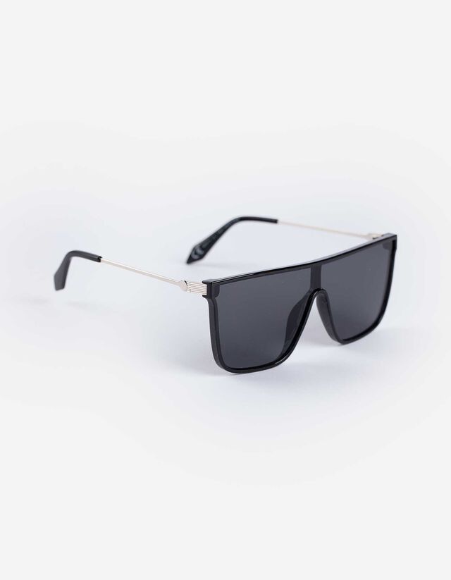 Sonnenbrille - Metallic-Details - schwarz
