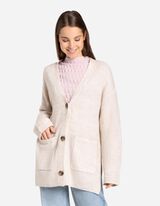 Kardigán - Visszahajtott ujj - bézs