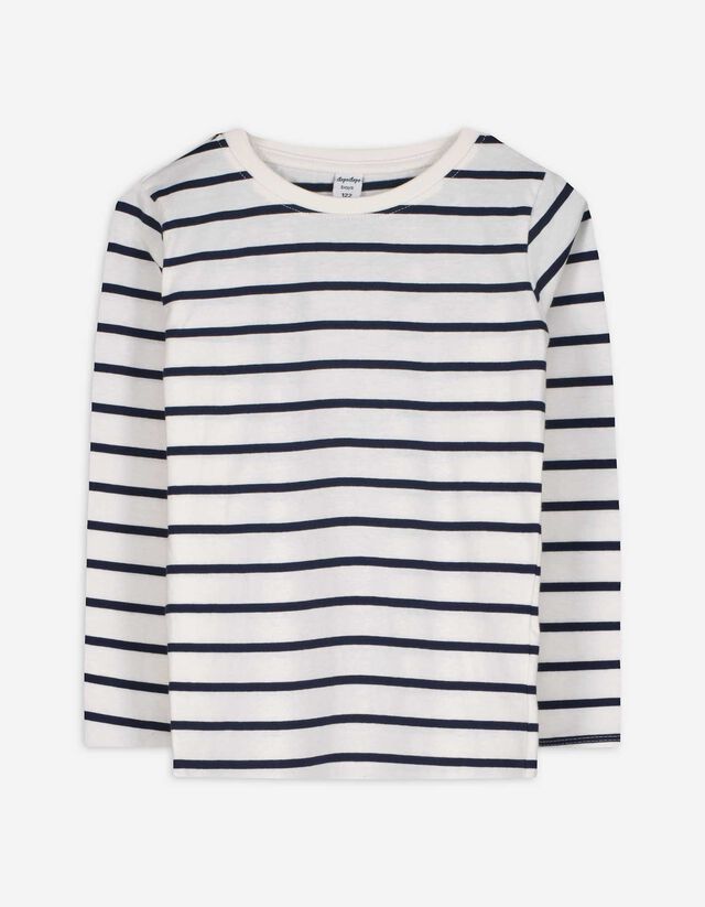 Langarmshirt - Streifen - weiß