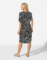Kleid - Allover-Print - Beige