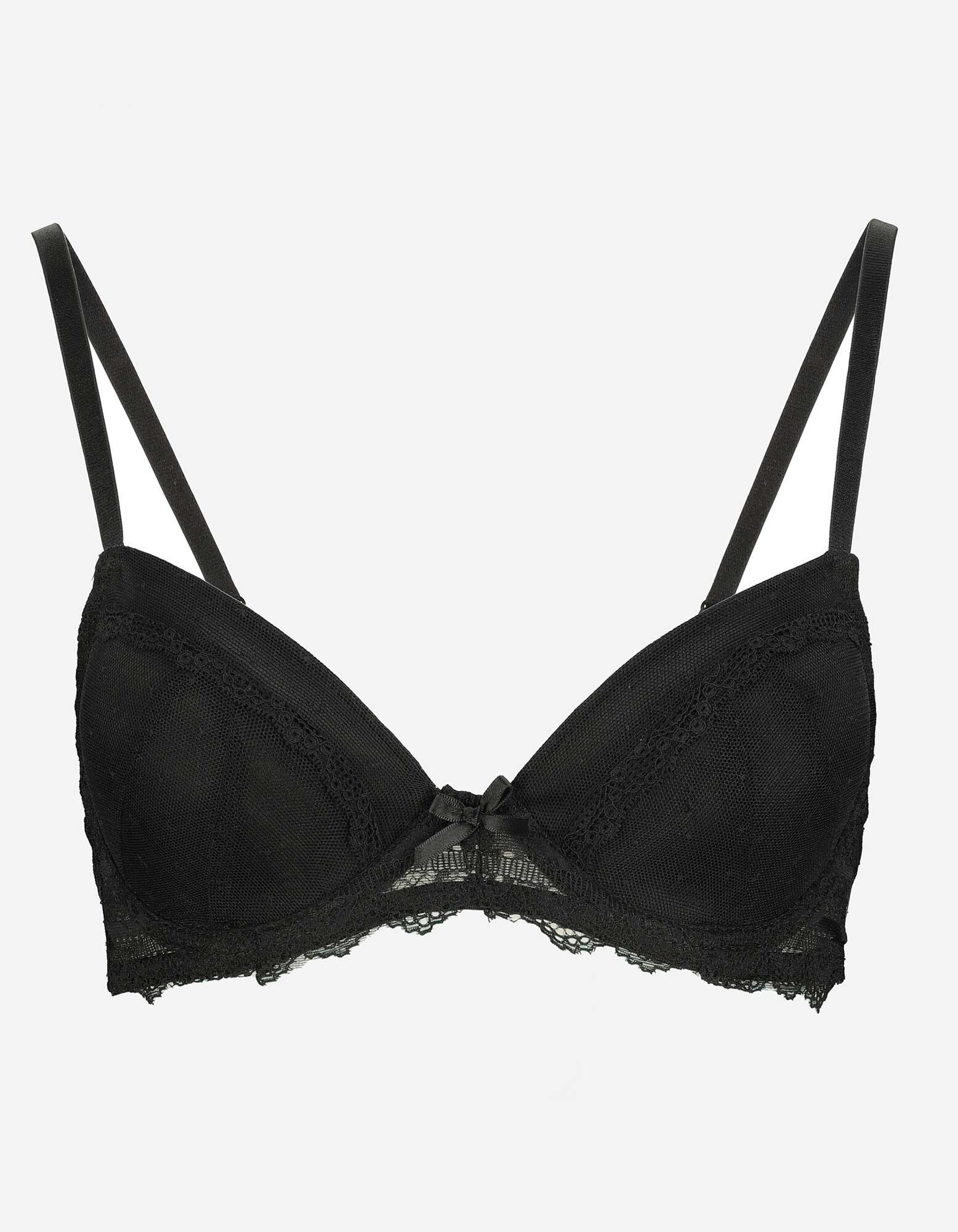 Soutien-gorge sp&eacute;cial t-shirt - Passementerie en dentelle - Noir