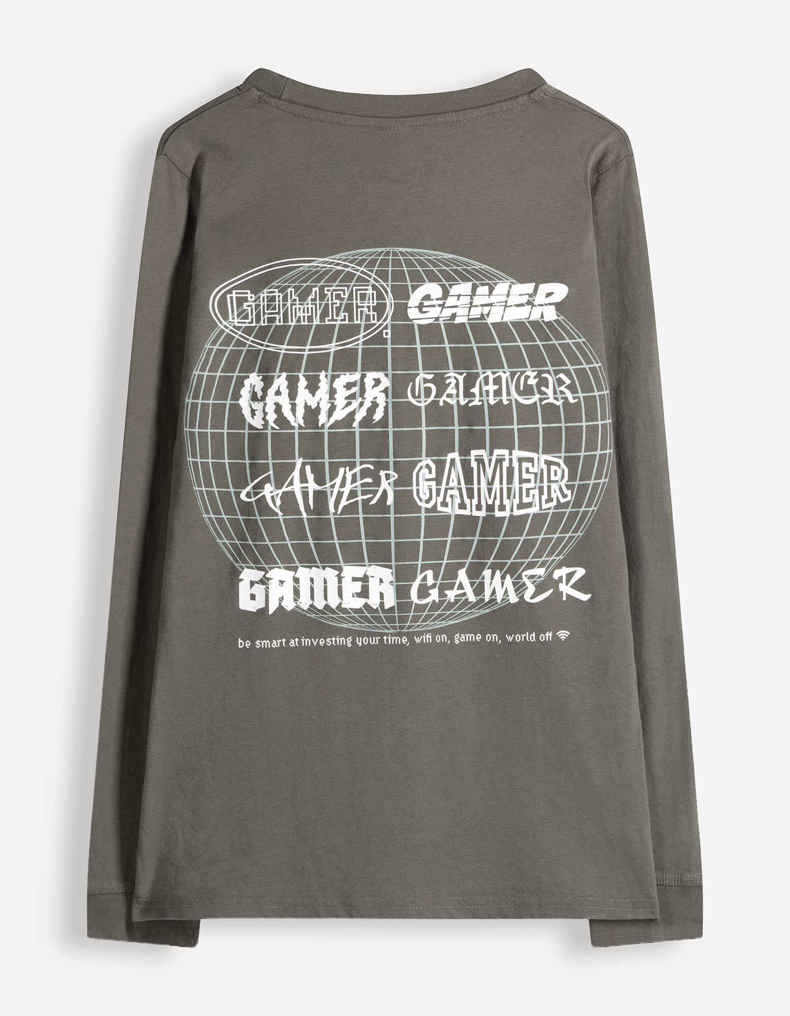 Pyjama set van shirt en broek - Print - Donkergrijs