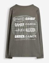 Pyjama set van shirt en broek - Print - Donkergrijs