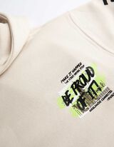 Felpa con cappuccio - Stampa sul retro - beige