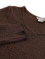Langarmshirt - Crinkle-Optik - Dunkelbraun