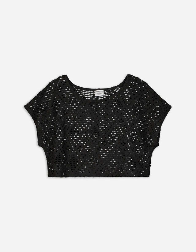 Maglia cropped - Maglia traforata - nero