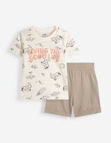 Ensemble t-shirt et pantalon - Message imprim&eacute; - Blanc cass&eacute;