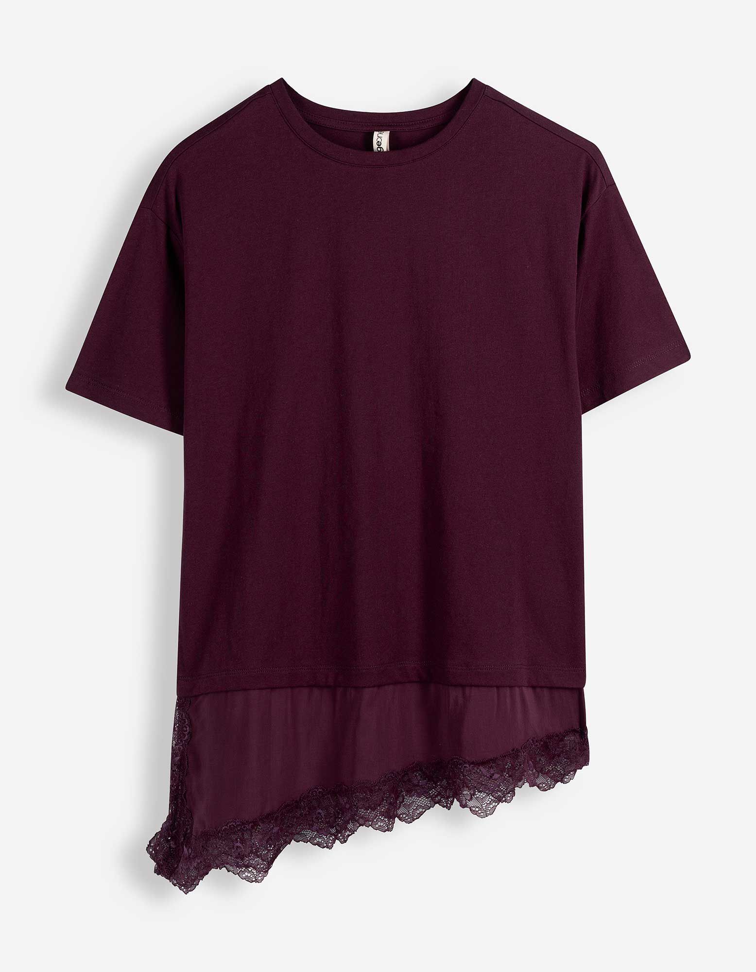 T-Shirt - Spitzenbesatz - Lila