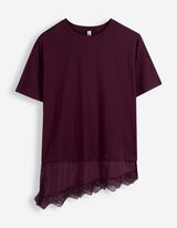 T-Shirt - Spitzenbesatz - Lila