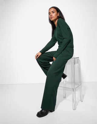 Jogger pants - Wide fit - Donkergroen