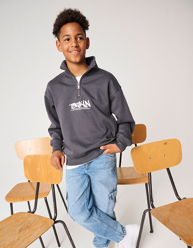 Hoodie - Troyer - donkergrijs