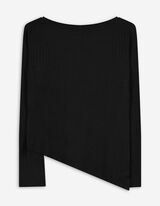 Langarmshirt - Asymmetrisch - schwarz