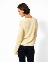 Strickpullover - V-Ausschnitt - Gelb