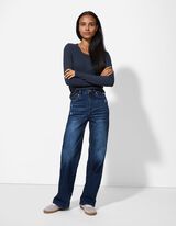 Langarmshirt - Rippenstruktur - dunkelblau