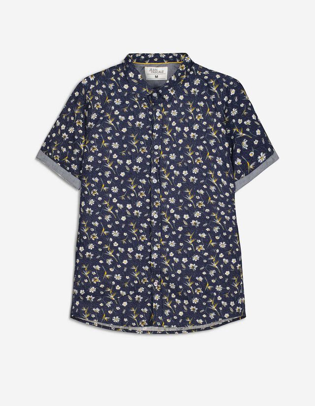 Camicia - Fantasia floreale - blu scuro