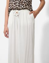 Kalhoty s širokými nohavicemi - Elastický pas - bílá