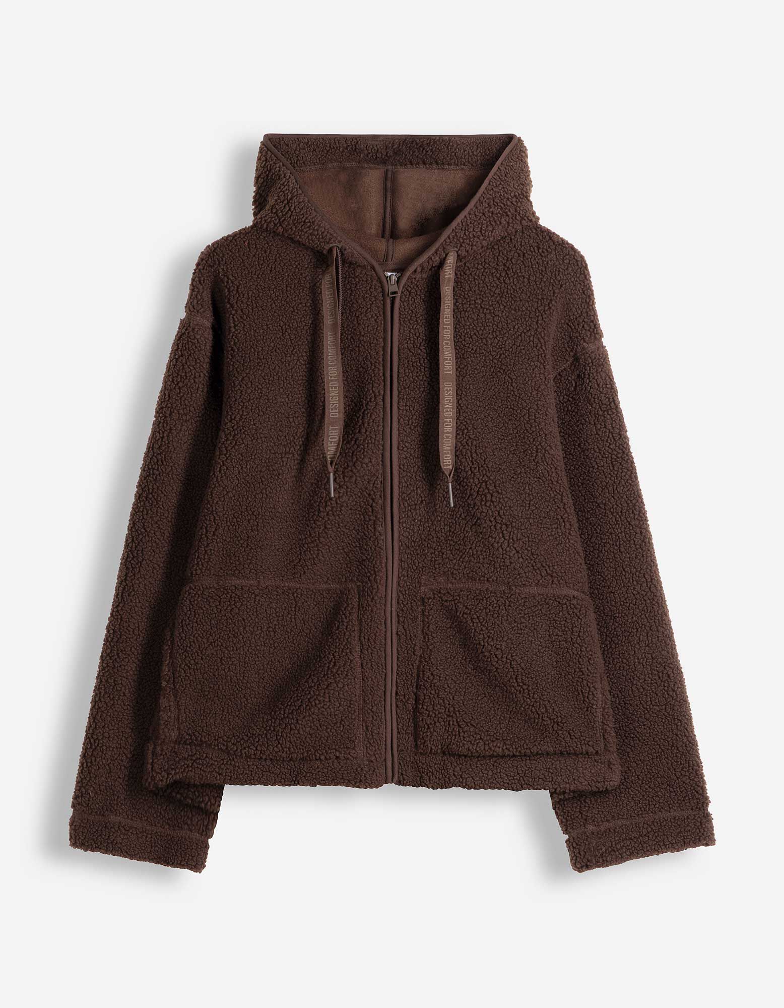 Sweatjacke - Teddyfell - Braun