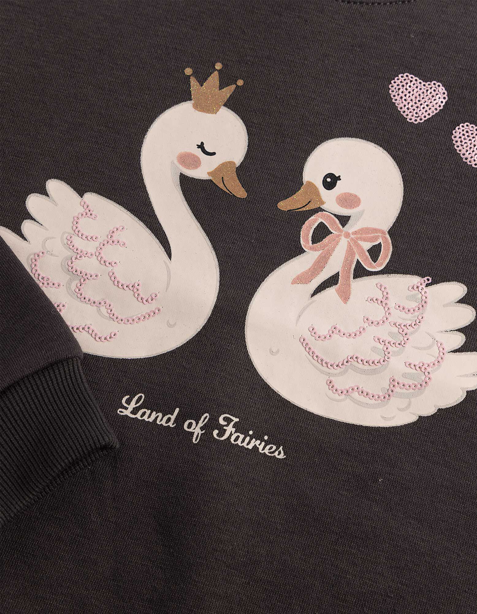 Sweatshirt - Paillettenbesatz - Dunkelgrau