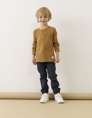 Langarmshirt - Waffelstruktur - Braun