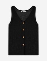 Gebreide top - Knoopsluiting - Zwart