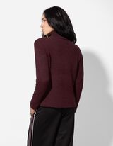 Sweter z dzianiny - Mockneck - ciemny lila