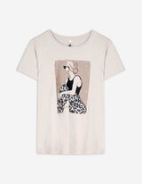 T-Shirt - Glitzerprint - beige