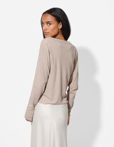 Longsleeve - Geribde structuur - beige