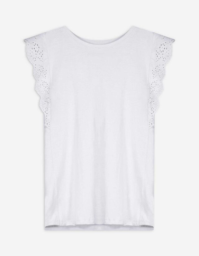T-shirt - Broderie - wit