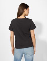 T-shirt - Borduursels - zwart